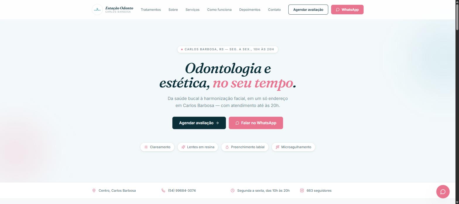 Captura de tela do site Estação Odonto