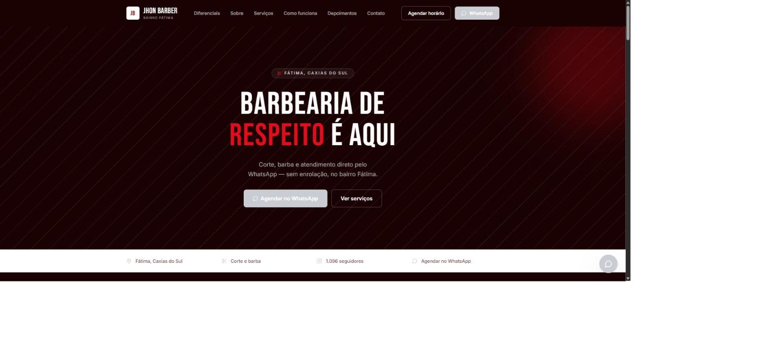Captura de tela do site Jhon Barber