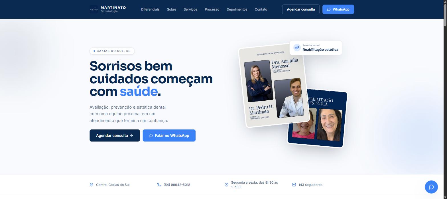 Captura de tela do site Martinato Odontologia