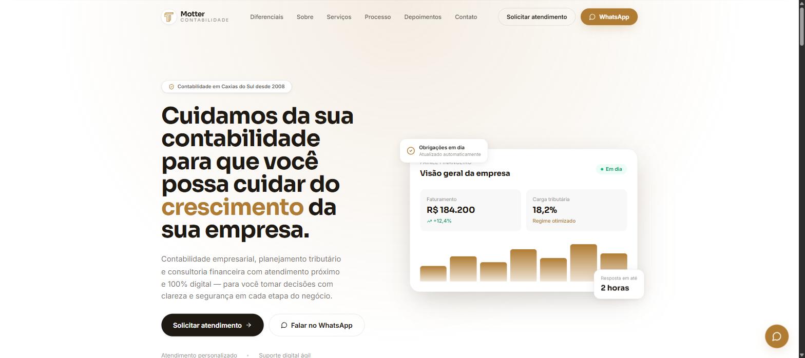 Captura de tela do site Motter Contabilidade