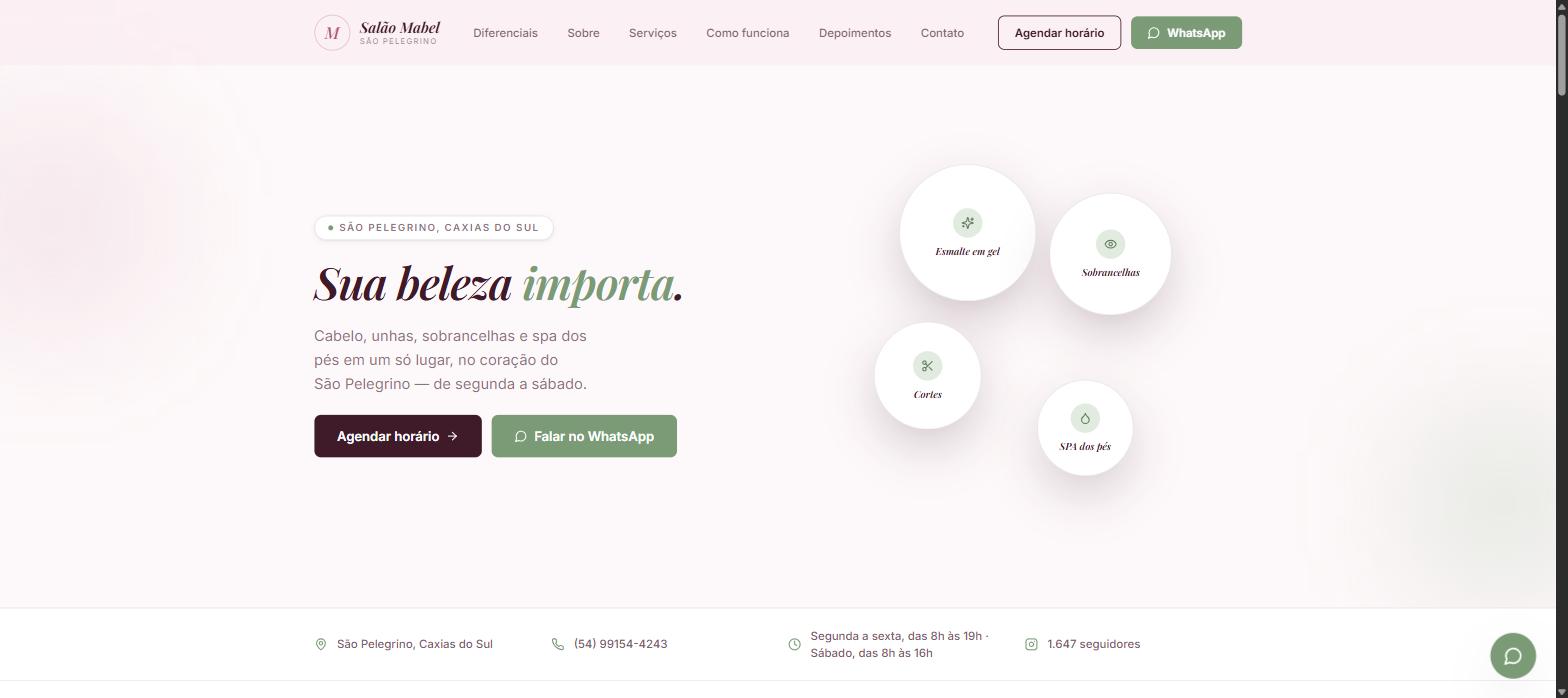 Captura de tela do site Salão Mabel