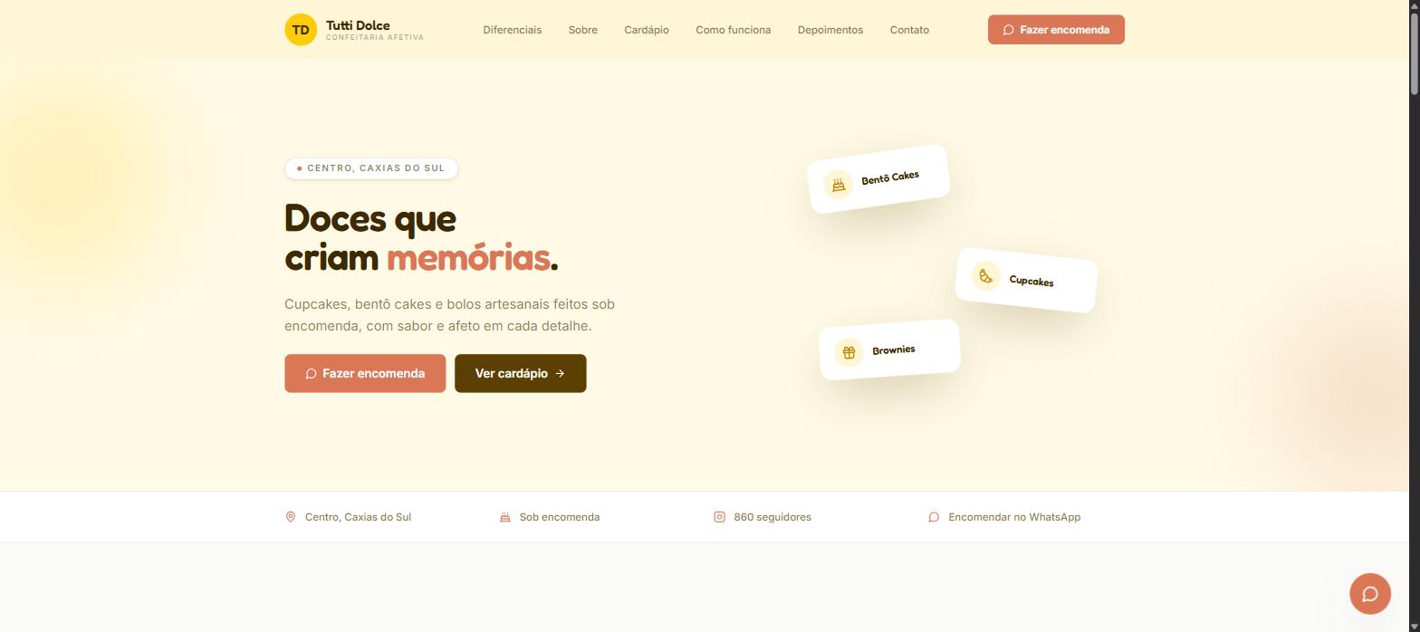 Captura de tela do site Tutti Dolce